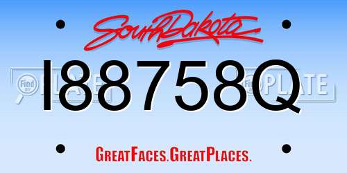 I88758Q South Dakota License Plate