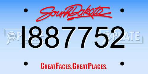 I887752 South Dakota License Plate