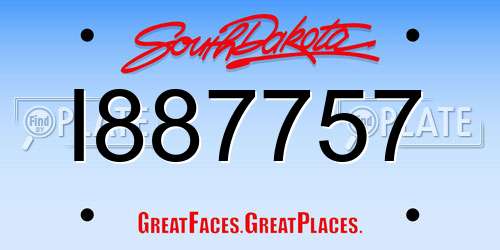 I887757 South Dakota License Plate