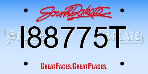 I88775T South Dakota License Plate
