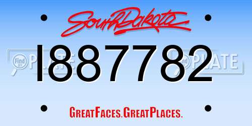 I887782 South Dakota License Plate