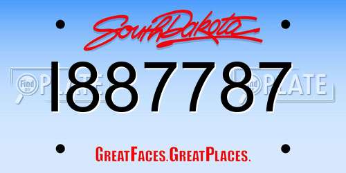 I887787 South Dakota License Plate