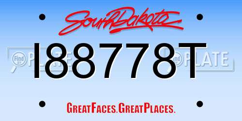 I88778T South Dakota License Plate