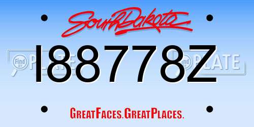 I88778Z South Dakota License Plate