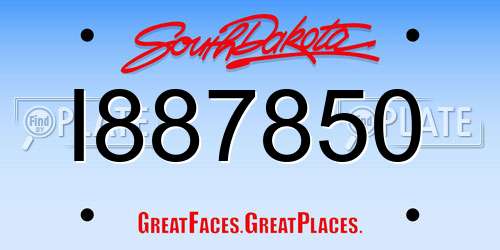 I887850 South Dakota License Plate