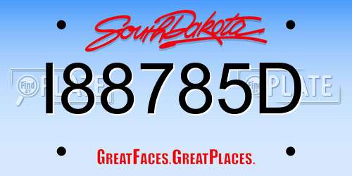 I88785D South Dakota License Plate