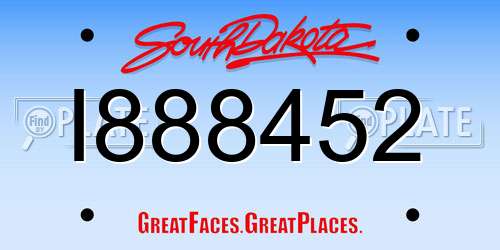 I888452 South Dakota License Plate