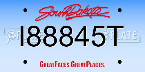 I88845T South Dakota License Plate