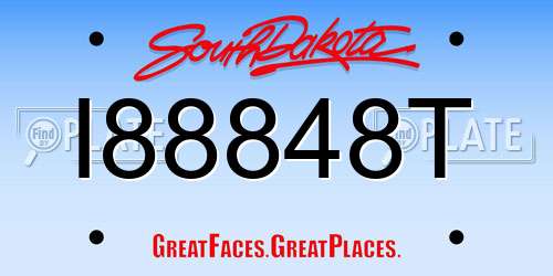 I88848T South Dakota License Plate