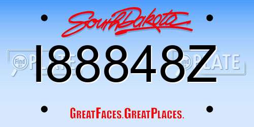 I88848Z South Dakota License Plate