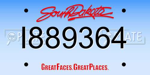 I889364 South Dakota License Plate