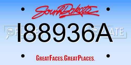 I88936A South Dakota License Plate