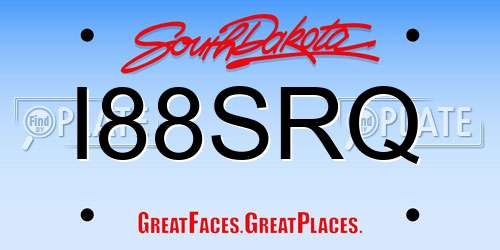 I88SRQ South Dakota License Plate