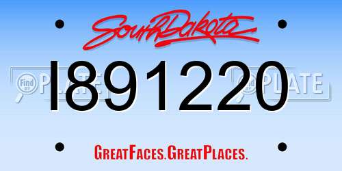 I891220 South Dakota License Plate