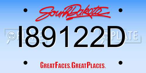 I89122D South Dakota License Plate