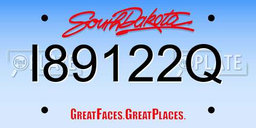 I89122Q South Dakota License Plate