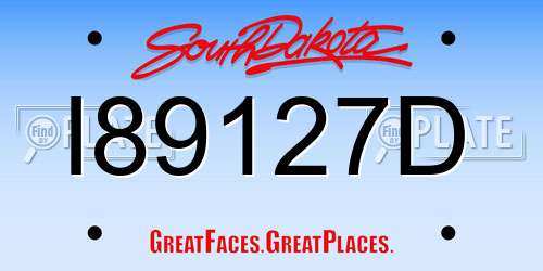 I89127D South Dakota License Plate