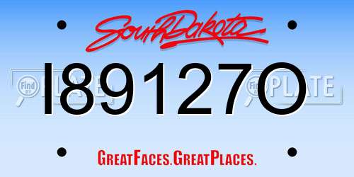 I89127O South Dakota License Plate