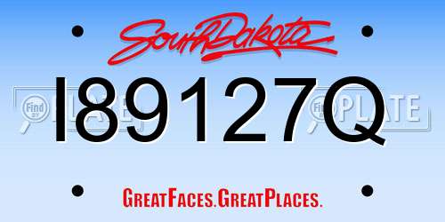 I89127Q South Dakota License Plate