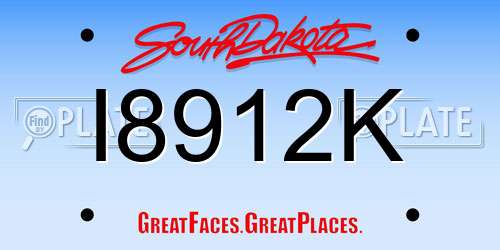 I8912K South Dakota License Plate