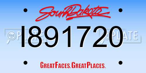 I891720 South Dakota License Plate