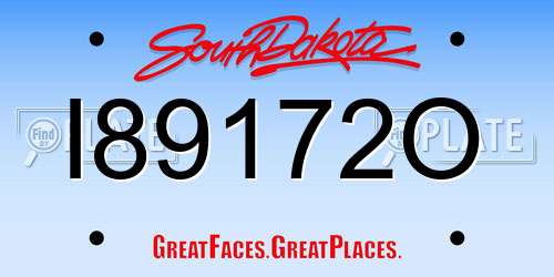 I89172O South Dakota License Plate