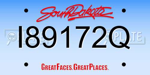 I89172Q South Dakota License Plate