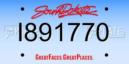 I891770 South Dakota License Plate