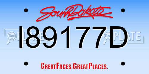 I89177D South Dakota License Plate