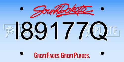 I89177Q South Dakota License Plate