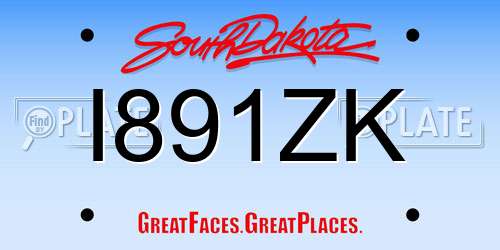 I891ZK South Dakota License Plate