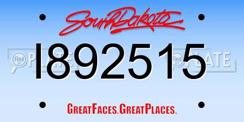 I892515 South Dakota License Plate
