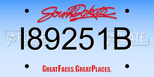 I89251B South Dakota License Plate