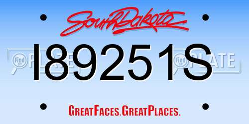 I89251S South Dakota License Plate