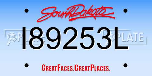 I89253L South Dakota License Plate