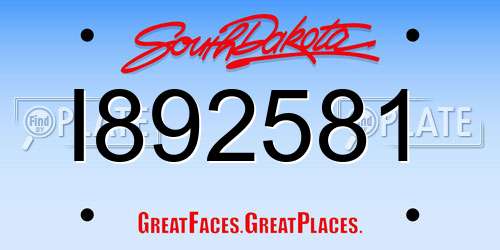 I892581 South Dakota License Plate