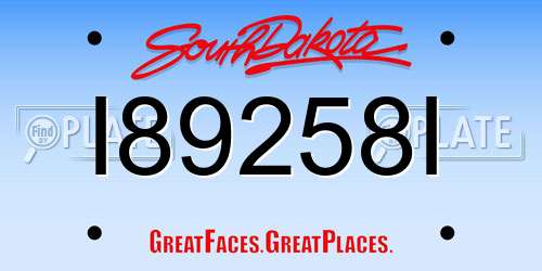 I89258I South Dakota License Plate