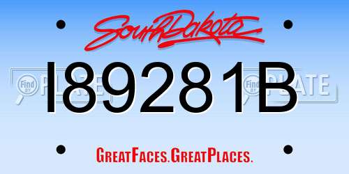 I89281B South Dakota License Plate