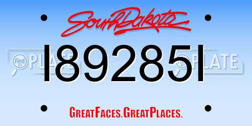 I89285I South Dakota License Plate