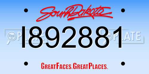 I892881 South Dakota License Plate