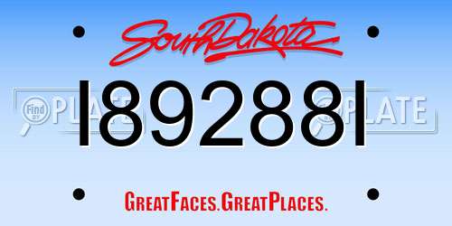 I89288I South Dakota License Plate