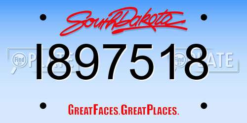 I897518 South Dakota License Plate