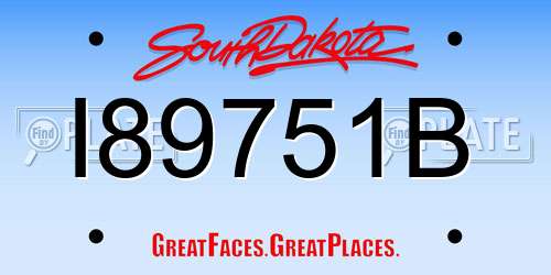 I89751B South Dakota License Plate