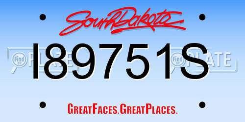 I89751S South Dakota License Plate
