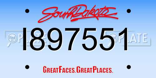 I897551 South Dakota License Plate