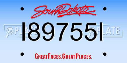 I89755I South Dakota License Plate