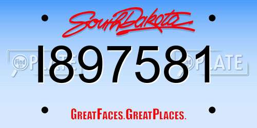 I897581 South Dakota License Plate