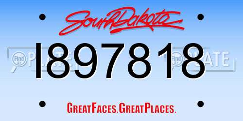 I897818 South Dakota License Plate
