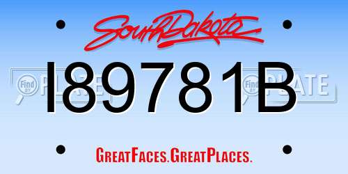 I89781B South Dakota License Plate
