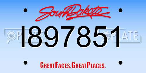 I897851 South Dakota License Plate